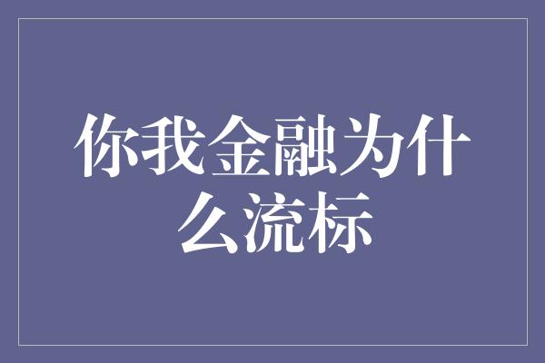 你我金融为什么流标