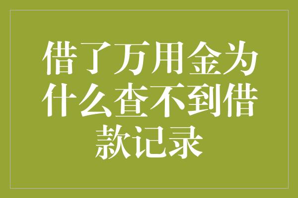 借了万用金为什么查不到借款记录