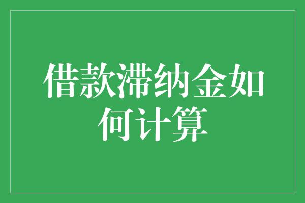 借款滞纳金如何计算