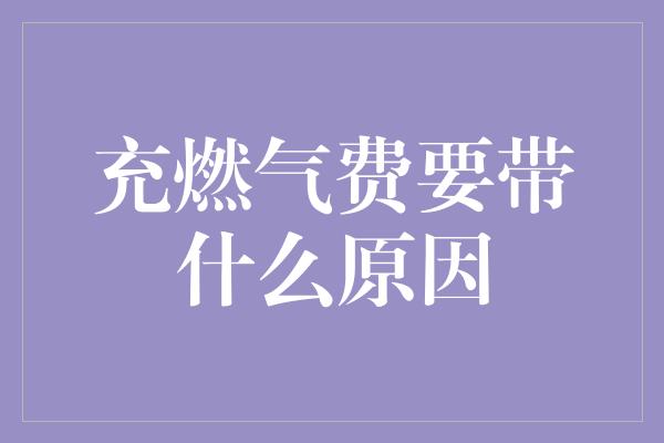 充燃气费要带什么原因