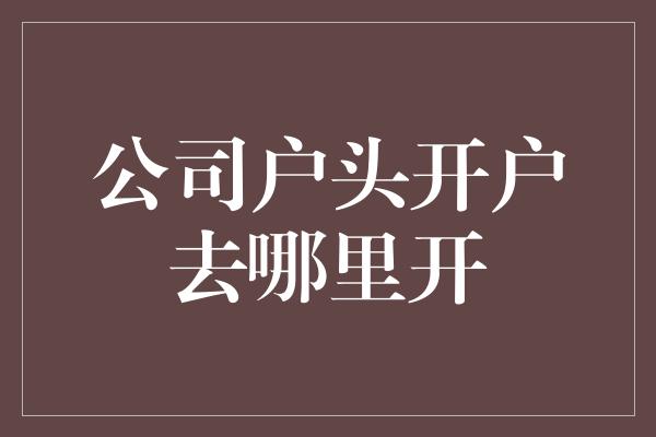 公司户头开户去哪里开