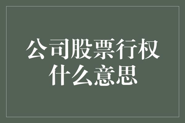 公司股票行权什么意思