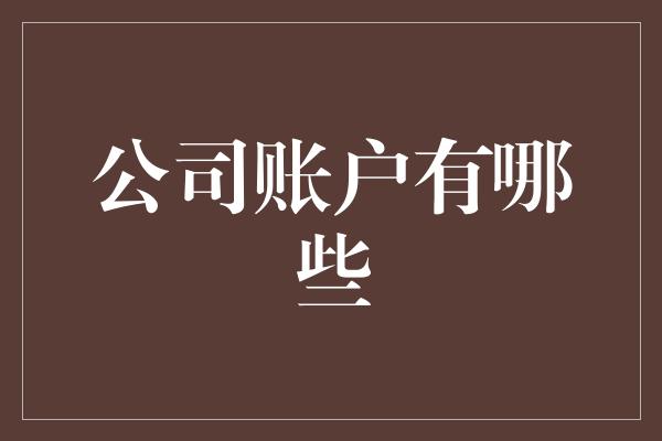 公司账户有哪些