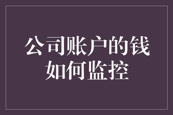 公司账户的钱如何监控