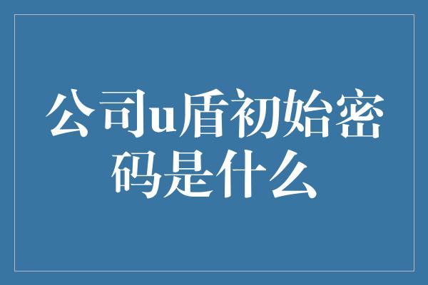 公司u盾初始密码是什么