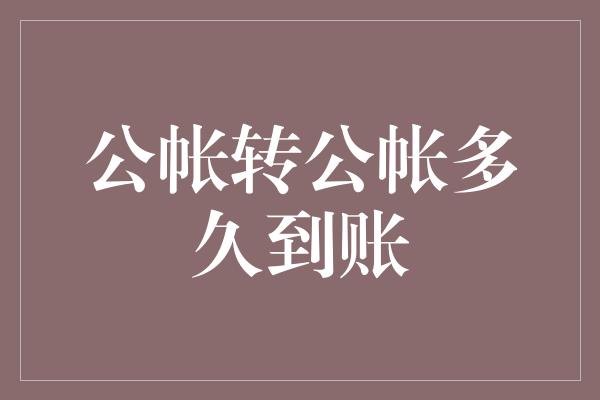 公帐转公帐多久到账