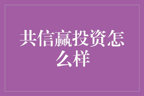 共信赢投资怎么样