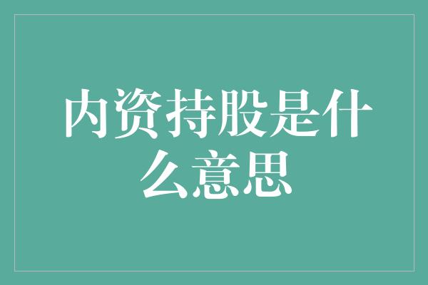 内资持股是什么意思