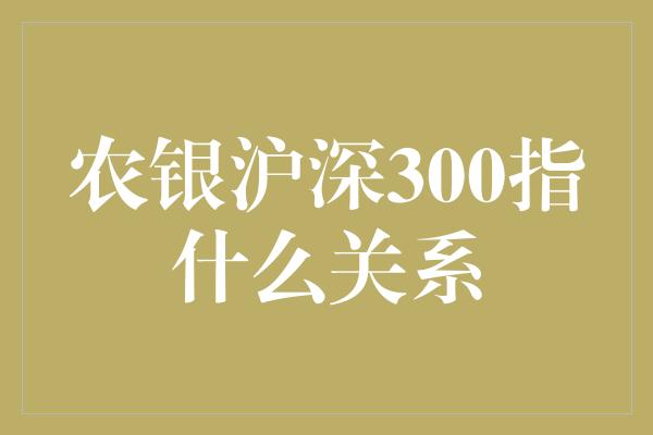 农银沪深300指什么关系