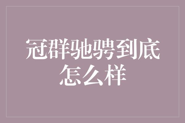 冠群驰骋到底怎么样