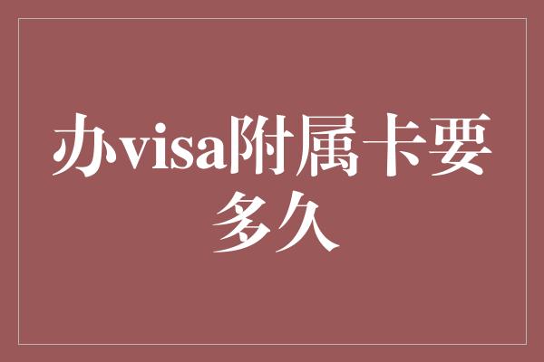 办visa附属卡要多久