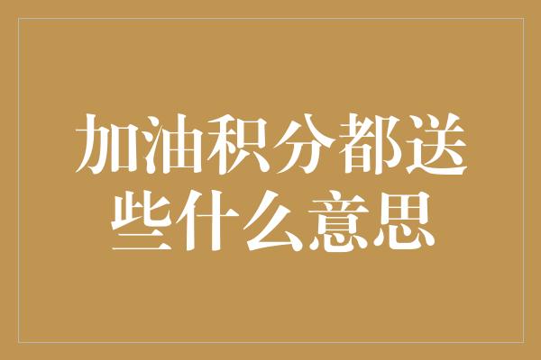 加油积分都送些什么意思