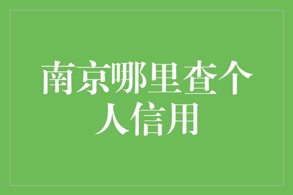 南京哪里查个人信用