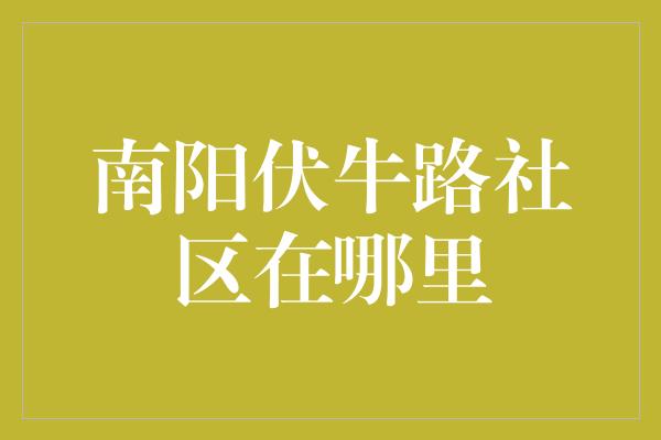 南阳伏牛路社区在哪里