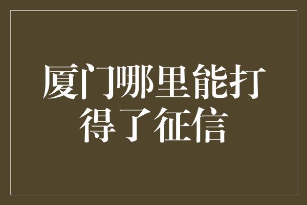 厦门哪里能打得了征信