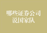 国家队入场：哪些证券公司领衔中国资本市场稳定发展