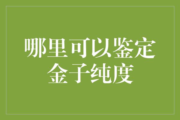 哪里可以鉴定金子纯度