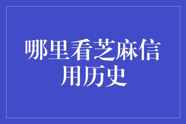 哪里看芝麻信用历史