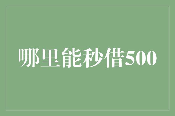 哪里能秒借500