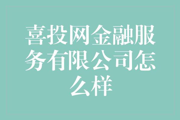 喜投网金融服务有限公司怎么样