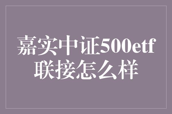 嘉实中证500etf联接怎么样