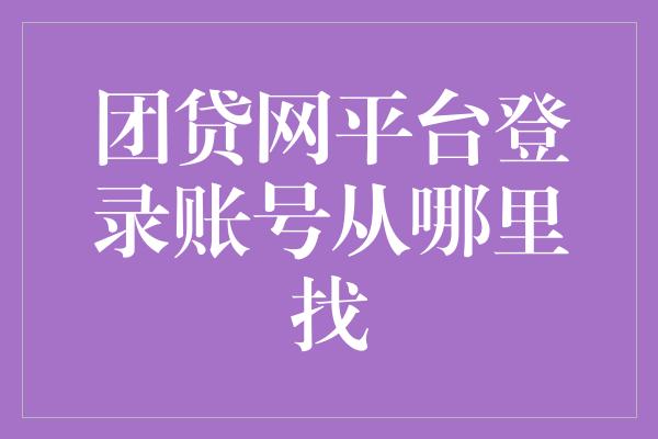 团贷网平台登录账号从哪里找