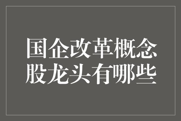 国企改革概念股龙头有哪些