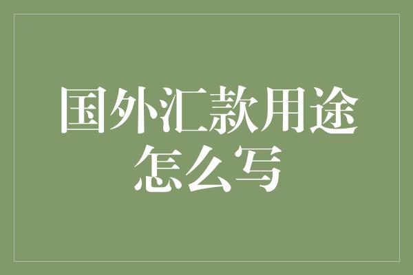 国外汇款用途怎么写