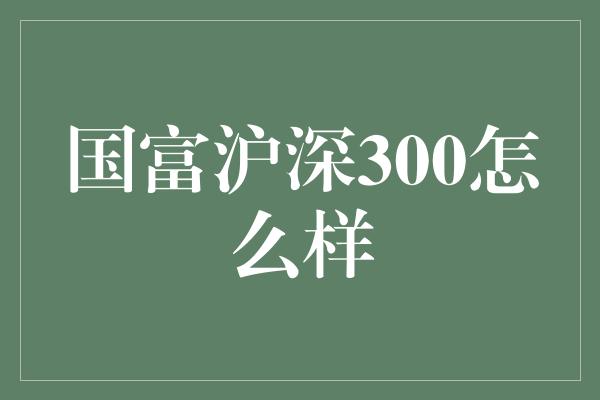 国富沪深300怎么样