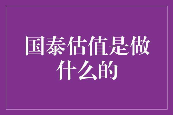 国泰估值是做什么的