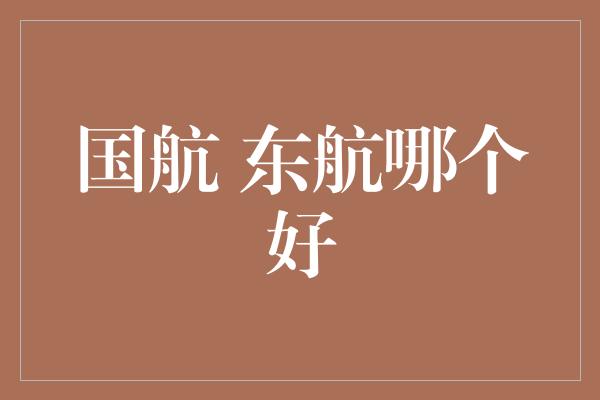 国航 东航哪个好