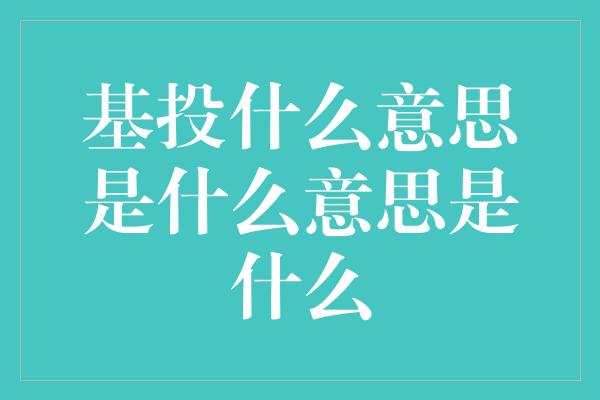 基投什么意思是什么意思是什么