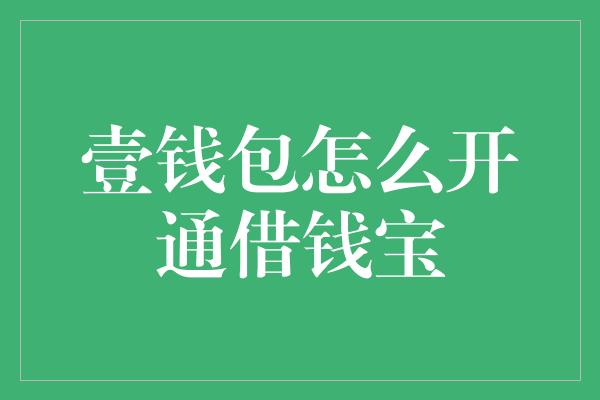 壹钱包怎么开通借钱宝