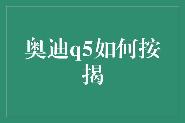 奥迪q5如何按揭