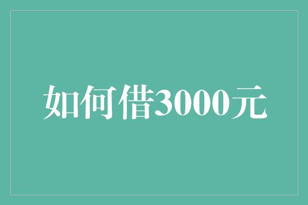 如何借3000元