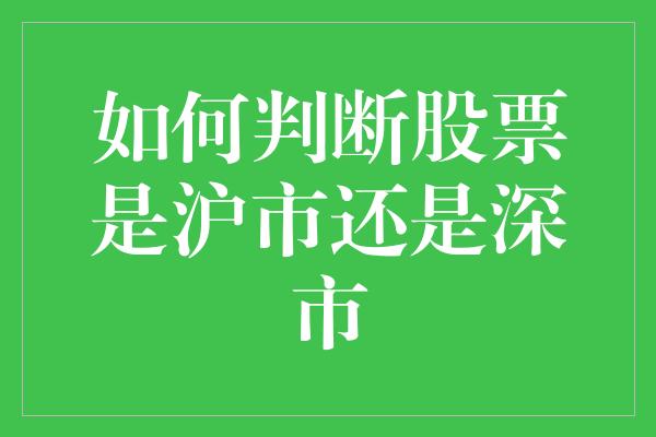 如何判断股票是沪市还是深市