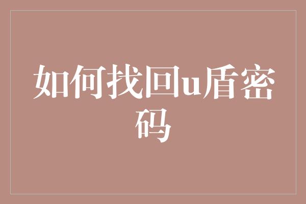 如何找回u盾密码