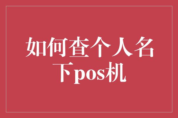 如何查个人名下pos机