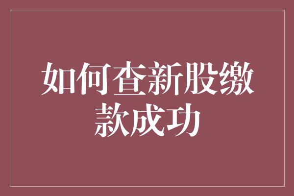 如何查新股缴款成功