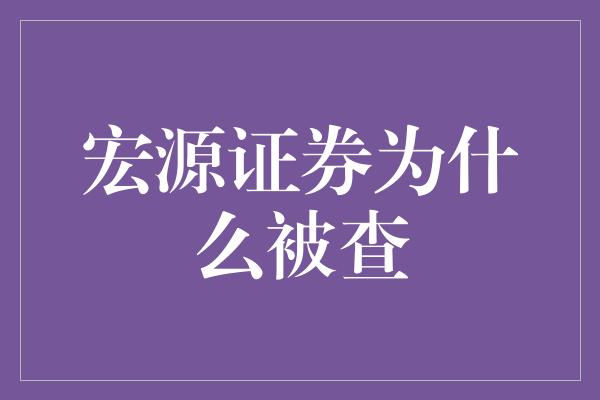 宏源证券为什么被查