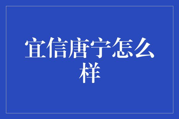 宜信唐宁怎么样