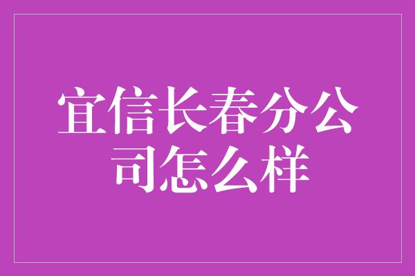 宜信长春分公司怎么样