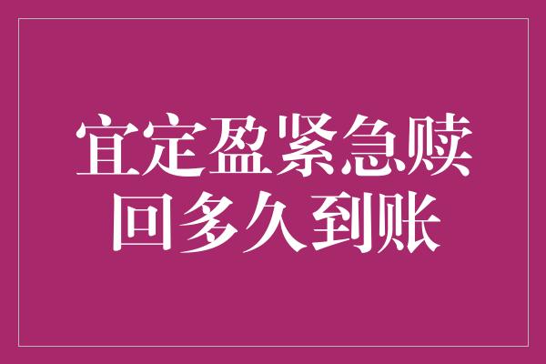 宜定盈紧急赎回多久到账