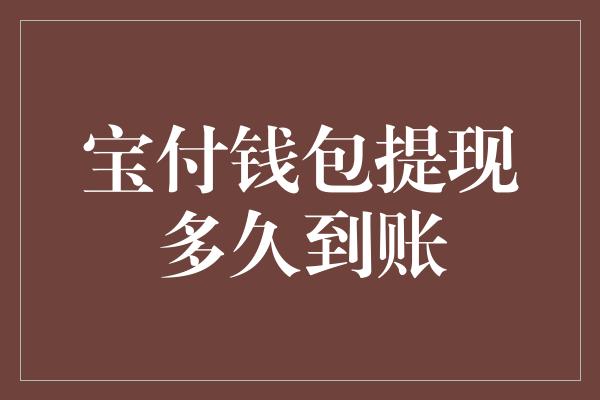 宝付钱包提现多久到账