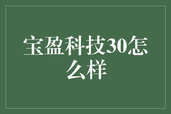 宝盈科技30怎么样