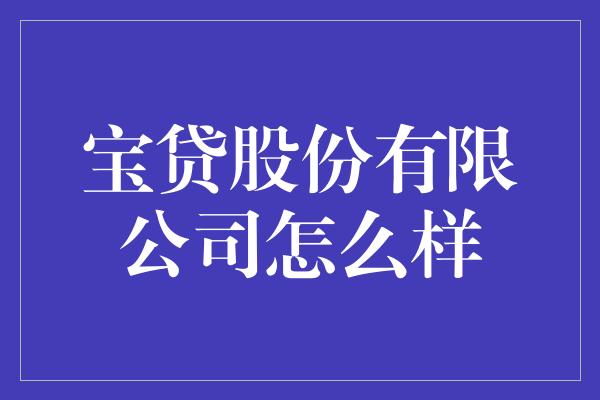 宝贷股份有限公司怎么样