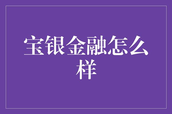 宝银金融怎么样