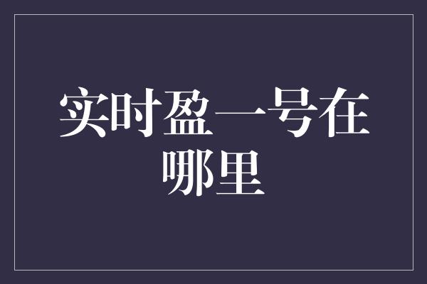 实时盈一号在哪里