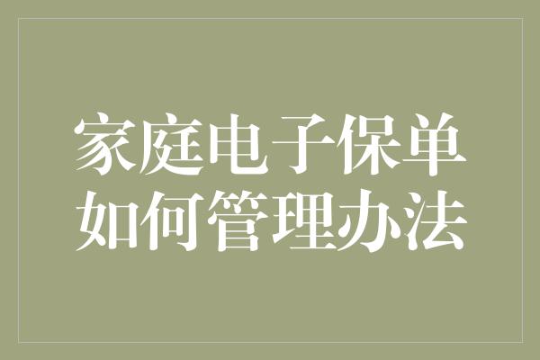 家庭电子保单如何管理办法