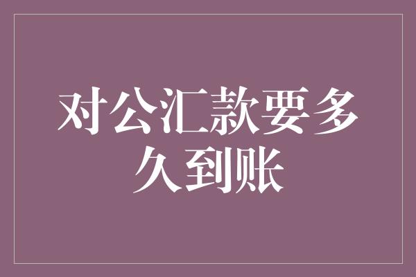 对公汇款要多久到账